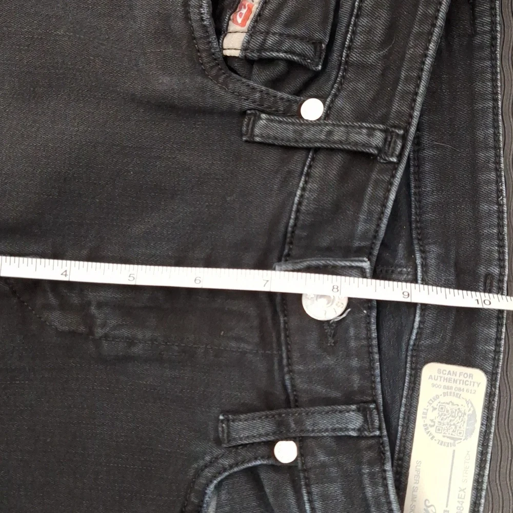 DIESEL Black Skinzee Super Slim Skinny Regular Waist Distressed Jean w/ …